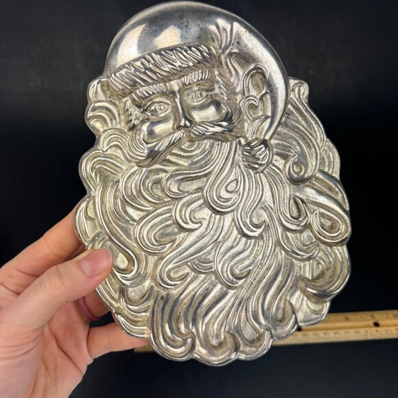 Vtg Santa Claus Face International Silver Company Silverplated Candy Dish Decor - Picture 1 of 11